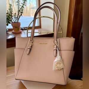 Michael Kors Charlotte Leather Tote in Powder Blush